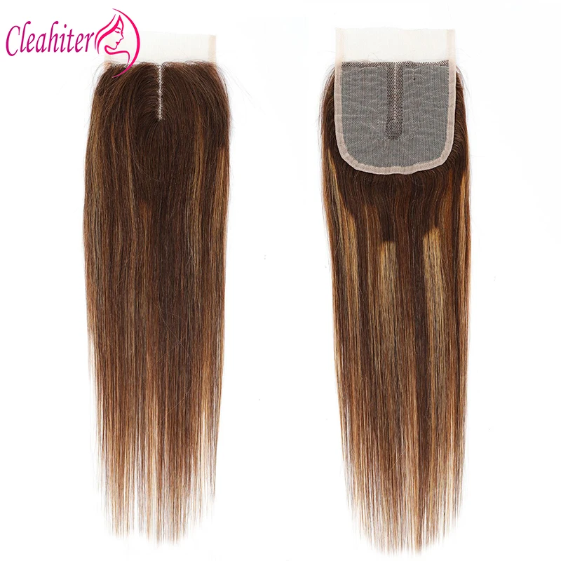 P427 Highlight Straight 4x1 T Middle Part Lace Closure Indian Remy Hair Pre-Plucked 10-14 Inch In Stock Piano Color
