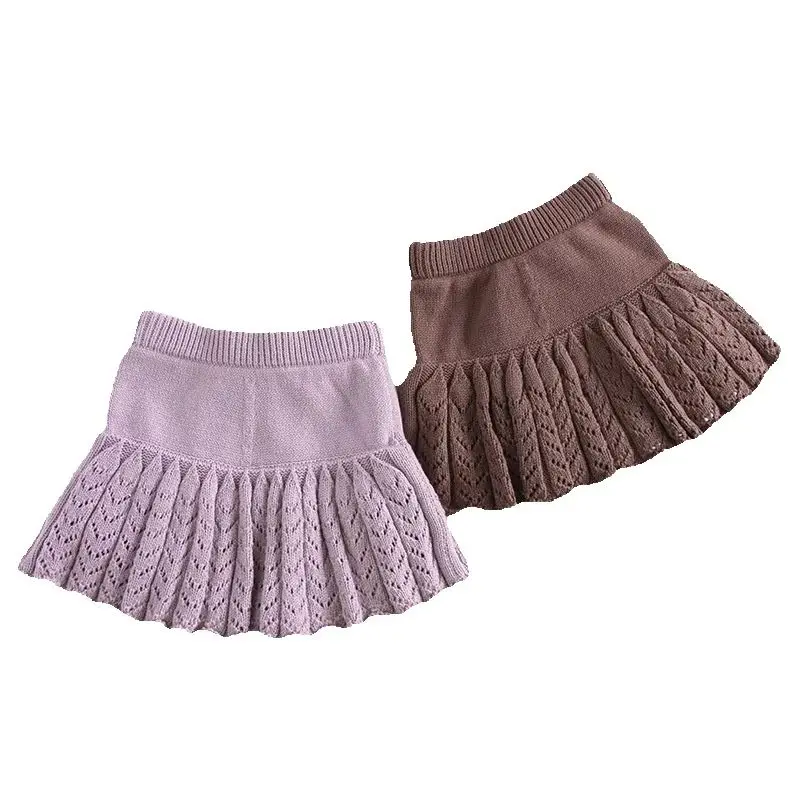Girls Knitted Pleated Skirt for Spring Autumn