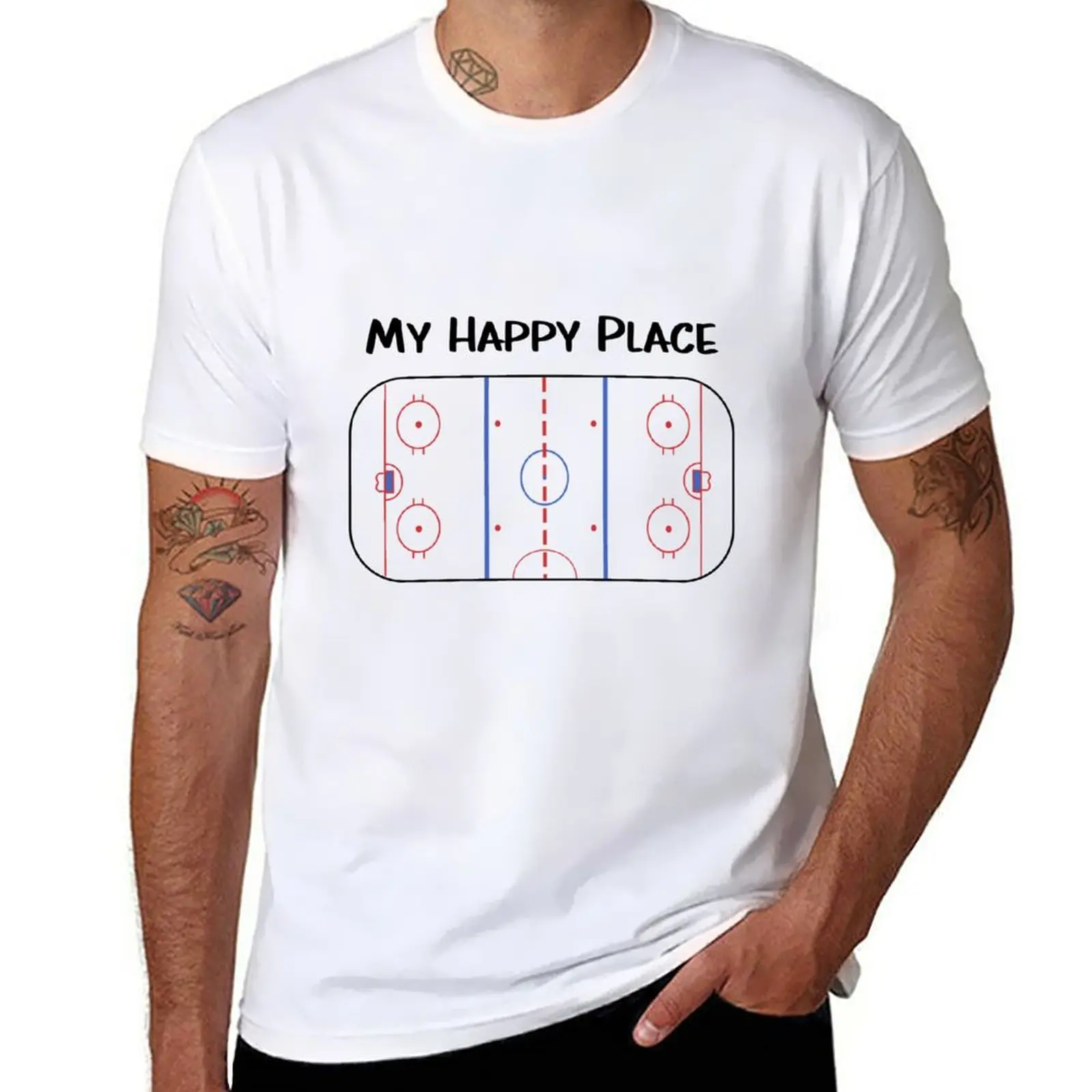 

New My happy place Hockey T-Shirt funny t shirts summer top anime clothes mens tall t shirts