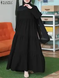 Eid Abayas For Women Muslim Fashion Hijab Long Dress Turkey Dubai Abaya ZANZEA Long Sleeve Solid Party Vestidos Islamic Clothing