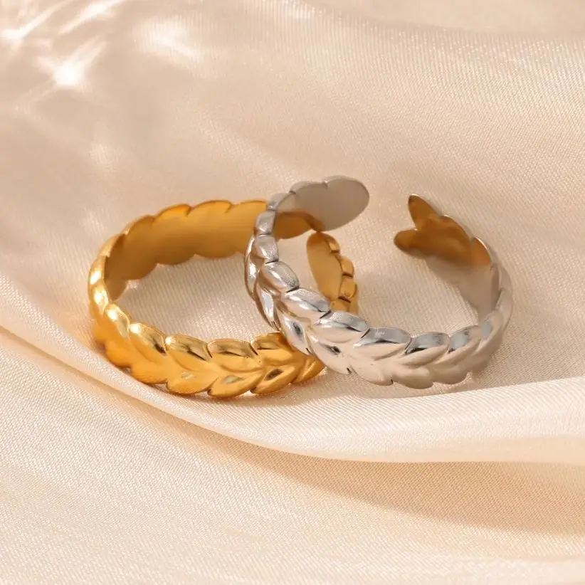 Stainless Steel Spliced Wheat Ring Women