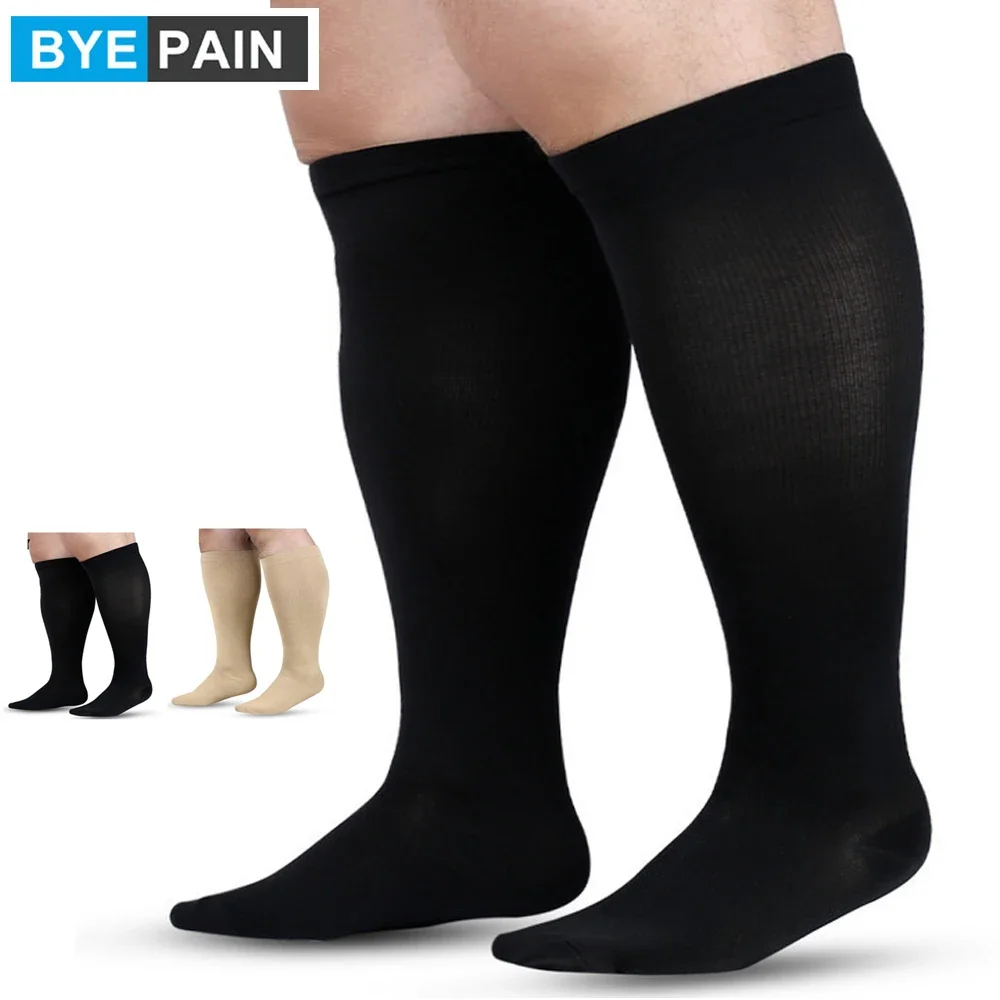 

1Pair Plus Size Compression Socks for Women & Men, 20-30 mmhg Extra Wide Calf Knee High Stockings for Circulation Support