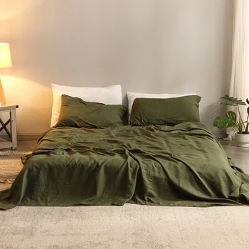 Set lenzuola 4 pezzi biancheria da letto in puro lino 100% 1 lenzuolo piatto 1 lenzuolo con angoli tasca profonda 2 federe lenzuola in lino Set biancheria da letto