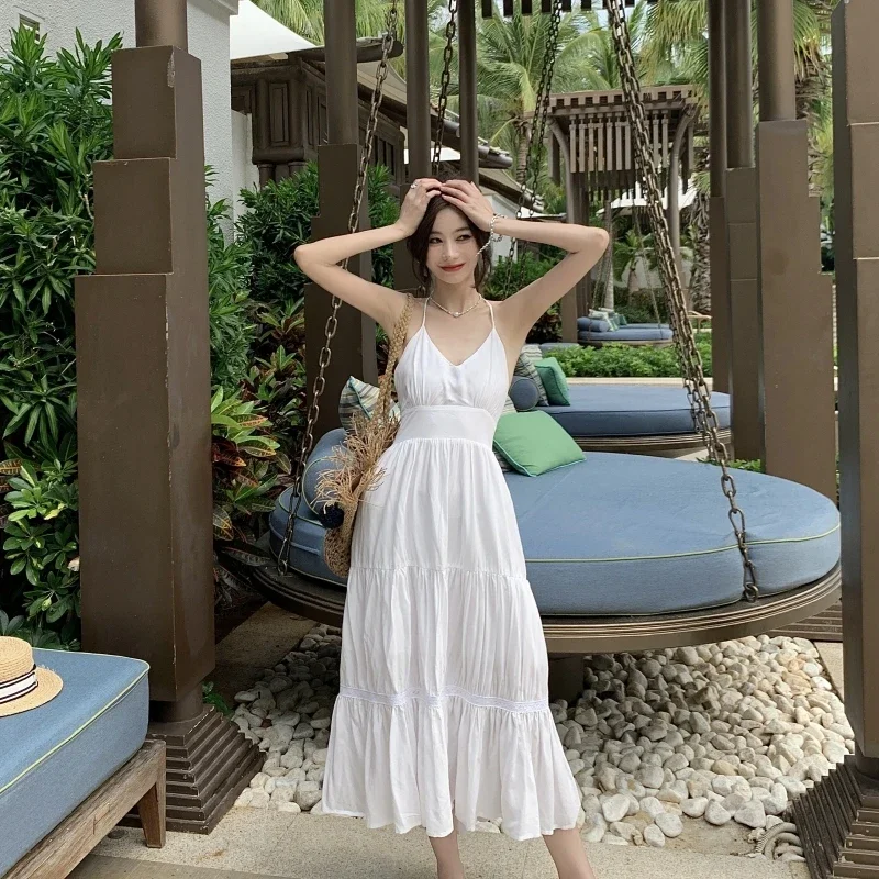 ladies strappy dresses Lovskoo Womens Boho Summer Dresses Maxi Dress Spaghetti Strap Smocked Tiered Long Beach Sun Dresses Sleeveless Solid Dress Burgundy
