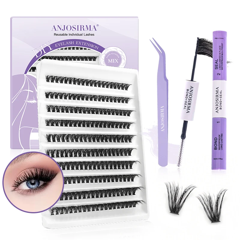 ANJOSIRMA 200Bundles Individual Eyelash Set With Glue Mink Extension Volume 30D 40D 50D 60D 80D Cluster Faux Eyelashes fashion