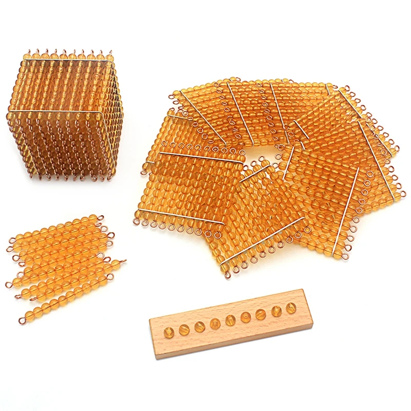 Montessori Math Toys Golden Bank Games 1 to 9000 Cards Bead Cubic Beaded Square Beaded Preschool Education Kindergarten Student 2