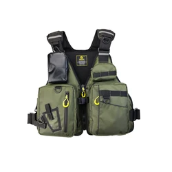Multi-Functional Outdoor Fishing Life Jacket Vest with Multiple Storage Pockets and Buoyant Materials - One Size (Green)