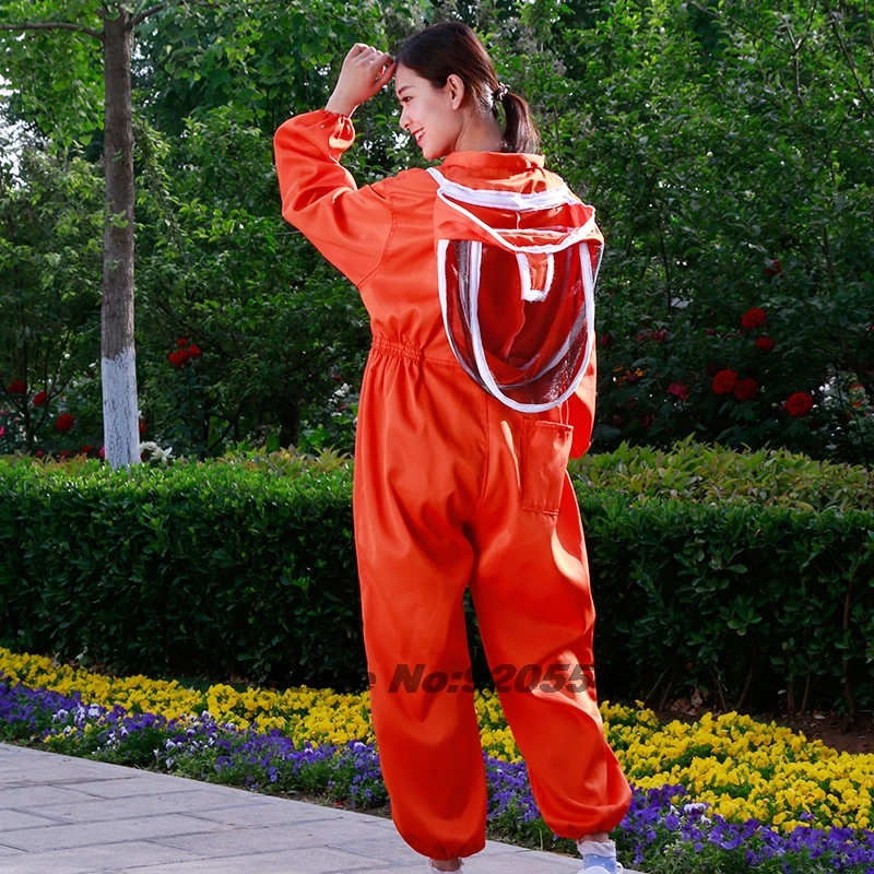1 pcs Cotton Zippered Protective Beekeeping Suit with Hooded Veil Beekeeper Clothing Beekeepers Bee Suit Equipment