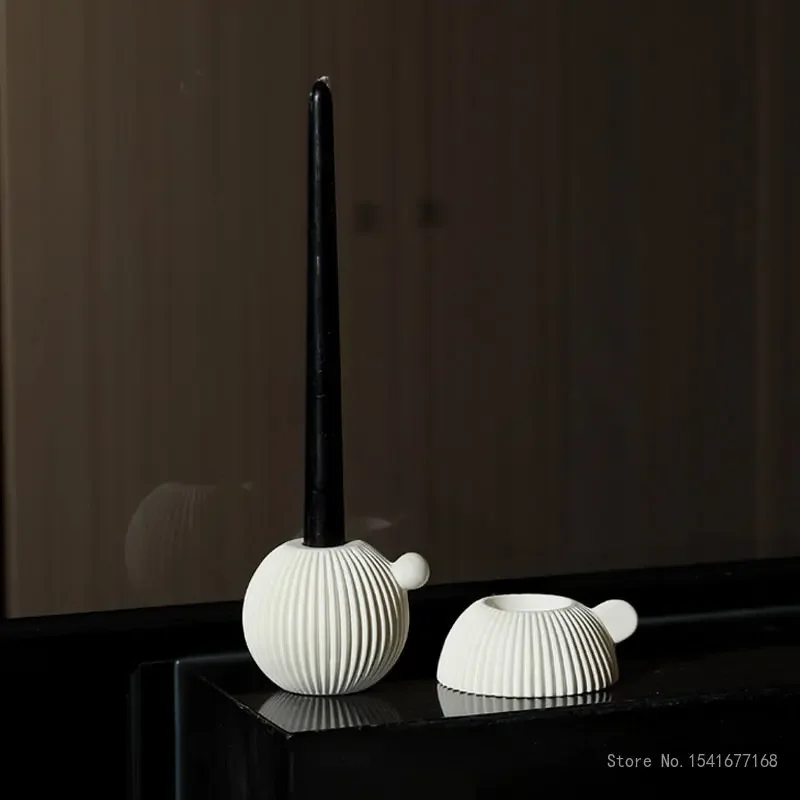 Nordic White Ceramic Candle Holder, Wedding Decor, Home, Living Room, Bedroom, Handicraft Table Top Decoration Candlestick, 2Pcs
