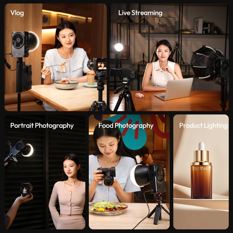 Ulanzi C01 100W Portable COB Light 2700K-6500K Bi-Color Lightweight Power for Camera Photography Smartphone Vlog Livestreaming
