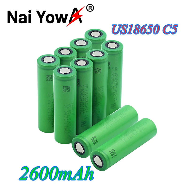 100 Original 3.7 V Volt Rechargeable US18650 VTC5 2600mAh VTC5 18650 Battery Replacement 3.7V