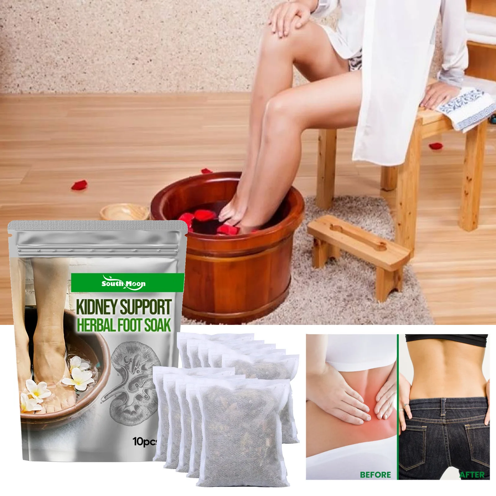 Kidney Detox Foot Soak Herbal Lymphatic Drainage Cleansing Body Toxins Improve Sleep Swelling Remove Moisture Soothing Foot Bath