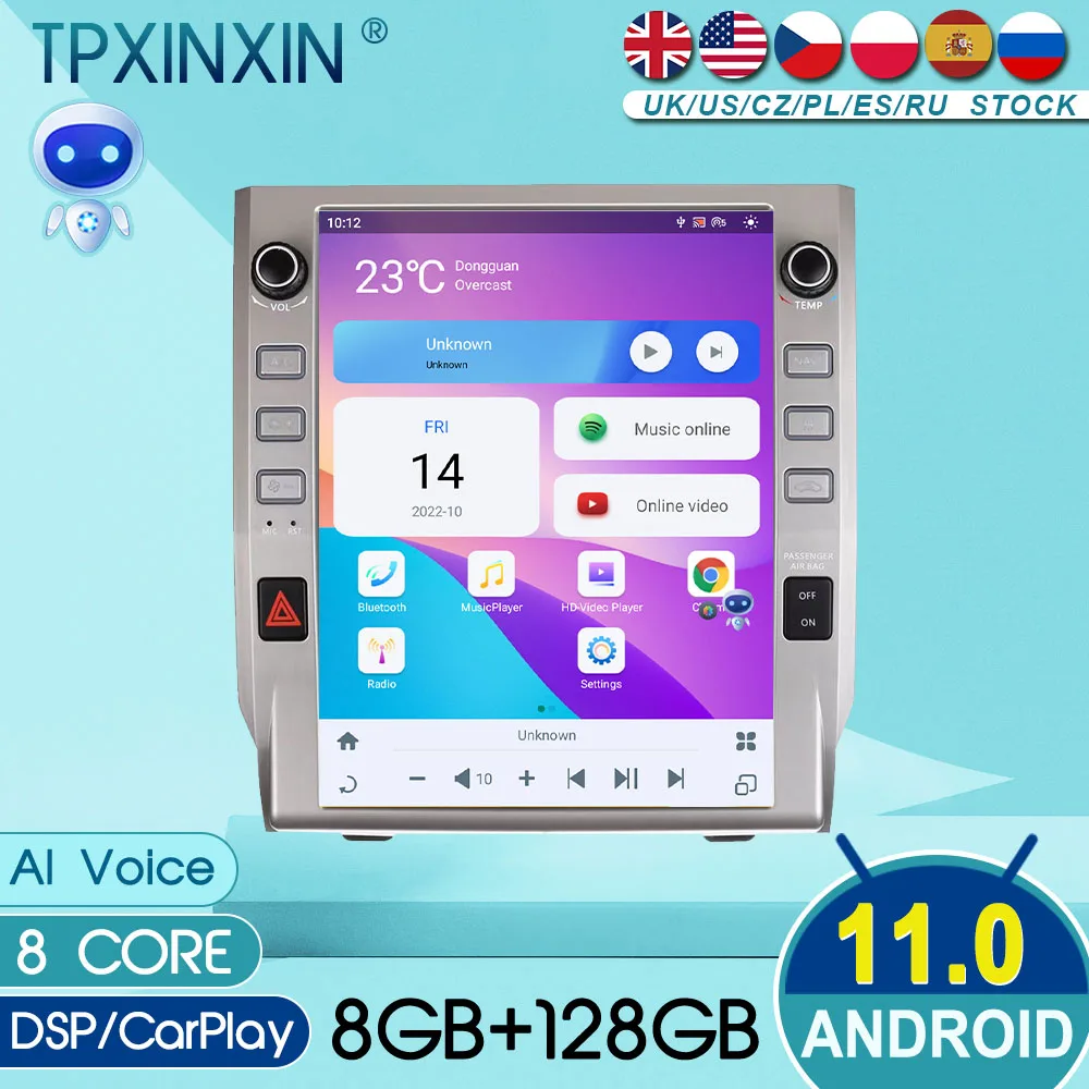 

For TOYOTA Tundra 2014-2017 audio 2 din android receiver tesla style auto multimedia DVD play GPS