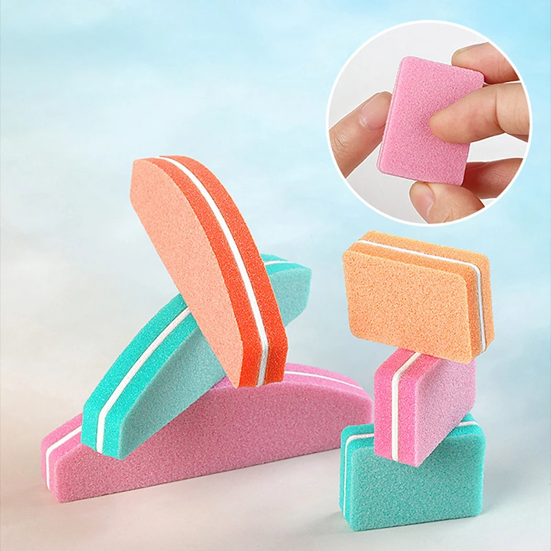 10Pcs Blocks Nail Sandpaper 180/100 Sanding Nails Polishing Files Mini