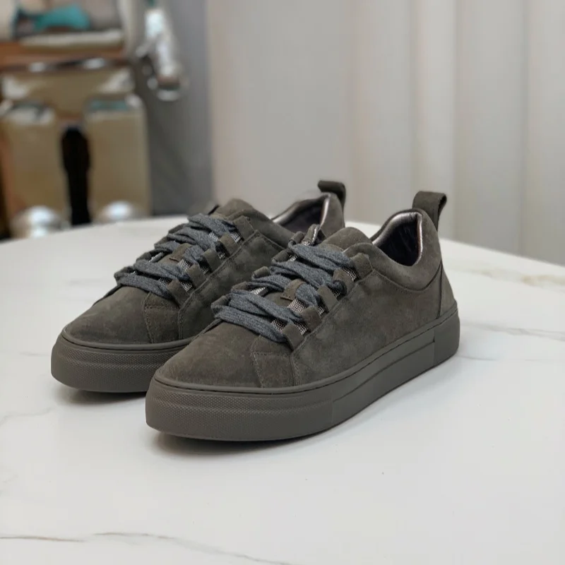 New minimalist retro versatile suede leather low top lace up casual board shoes, frosted shoes, suede shoes for women
