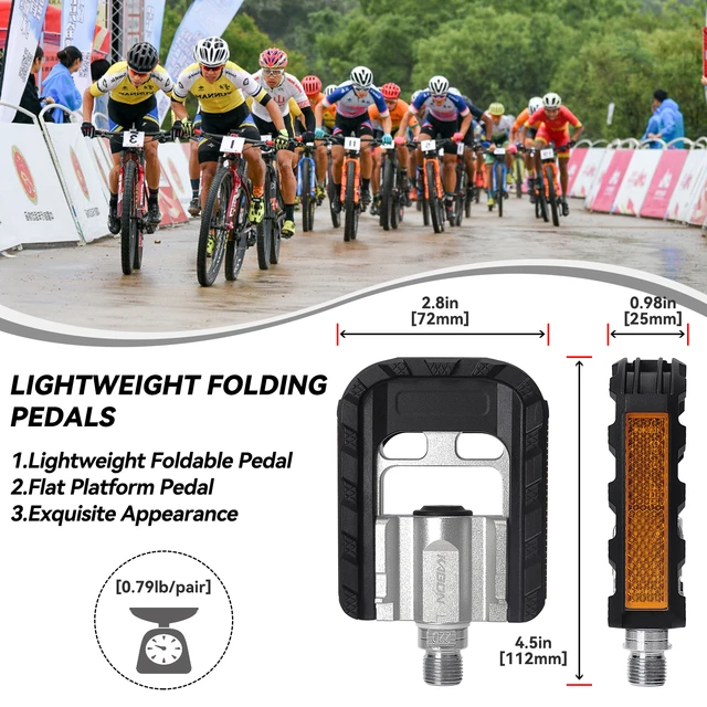 Pedales de bicicleta de montaña de 9/16 pulgadas antideslizantes de  plástico para bicicleta de carretera 2DU