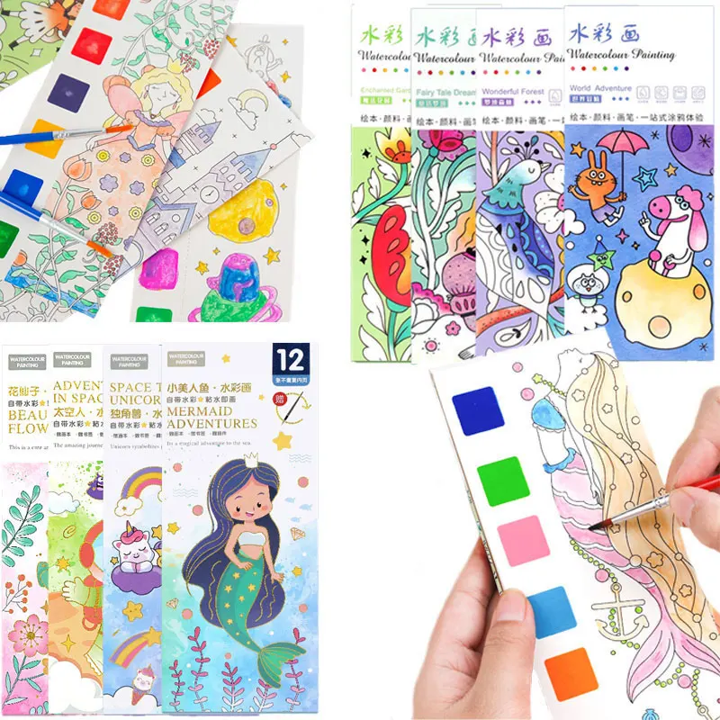 DIY Drawing Notebook for Kids Cute Cartoon Gouache Pigment Graffiti Drawing  Notebook Portable Handmade Student Journal Scrapbook - AliExpress