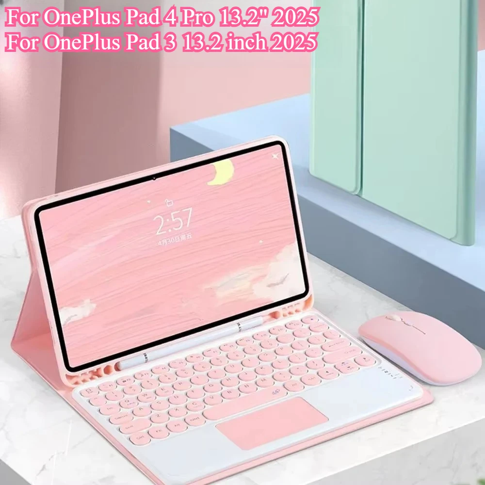 Magnetic Keyboard PU Leather Tablet Case with Bluetooth Mouse Cover
