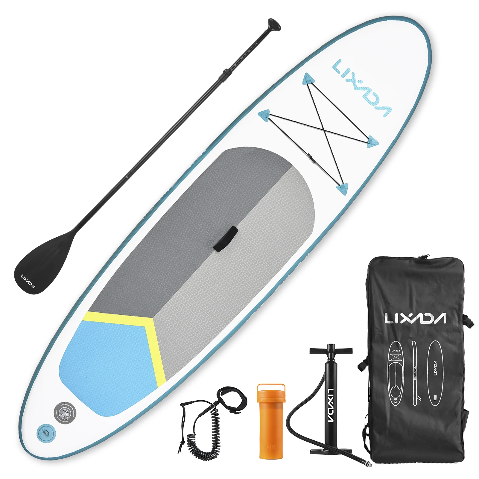 Inflatable Stand up Paddle Board Sup Surfboard Water Sport Kayak Surf Set with Paddle Board Tail Fin Foot Rope Inflator and Bag 1