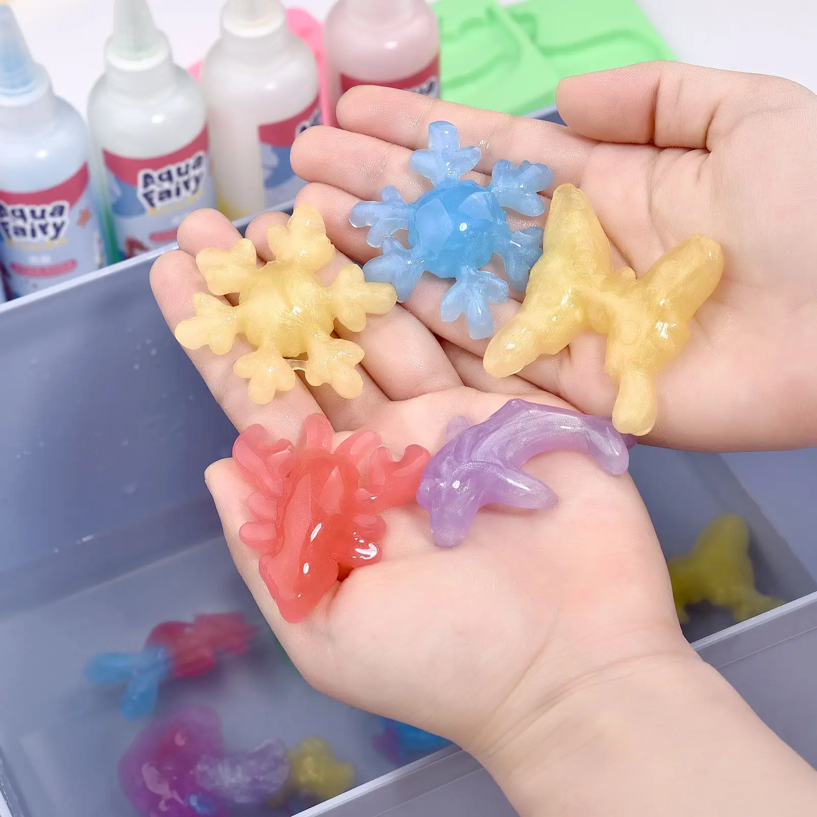 DIY 요정 매직 워터 엘프 오션 몰드 진주 빛 솔루션 3D 수제 키트 아쿠아 요정 젤 장난감 세트 수공예품 어린이 어린이 선물
