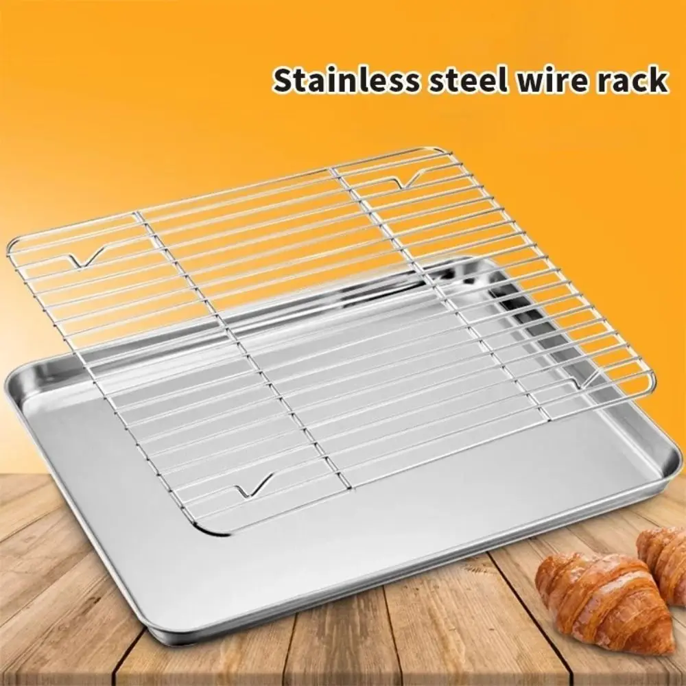 New Stainless Steel Cooling Rack Non-stick Silver BBQ Tray Barbecue Cooking Mesh Shelf