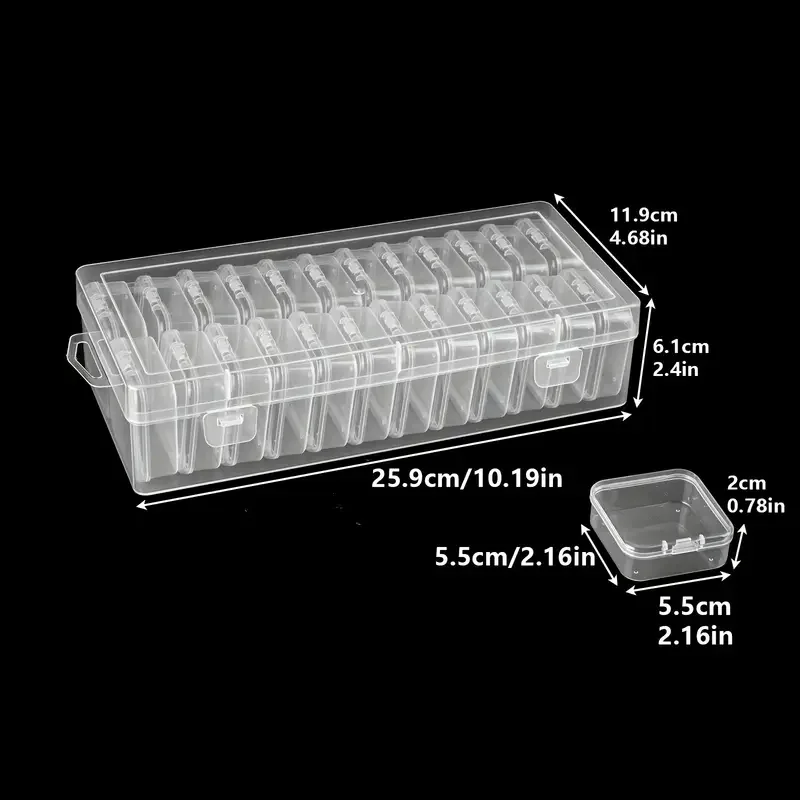 1 set of 24 grid transparent plastic storage boxes-perfect for storing diamond paintings, beads, jewelry, and nail accessories