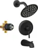 Tub Shower Faucet Set Valve Included with 6-Inch Rain Shower Head and Tub Spout Single-Handle Tub and Shower Trim Kit Matte 1