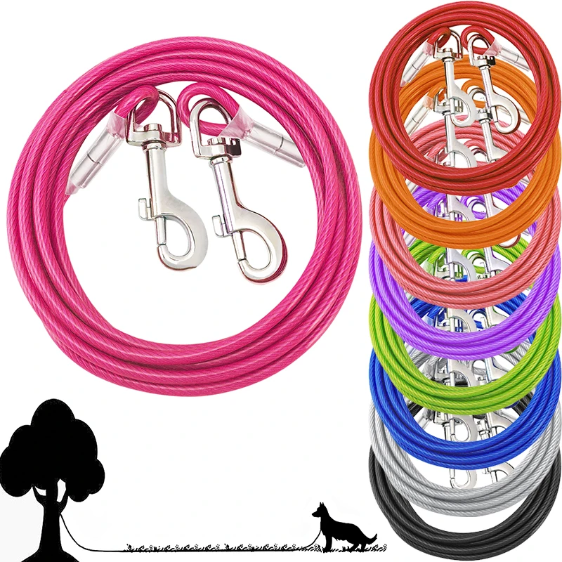 

Провод для собак с ПВХ-покрытием, стальная проволока с двойной головкой, для дрессировки, для маленьких, средних и больших собак