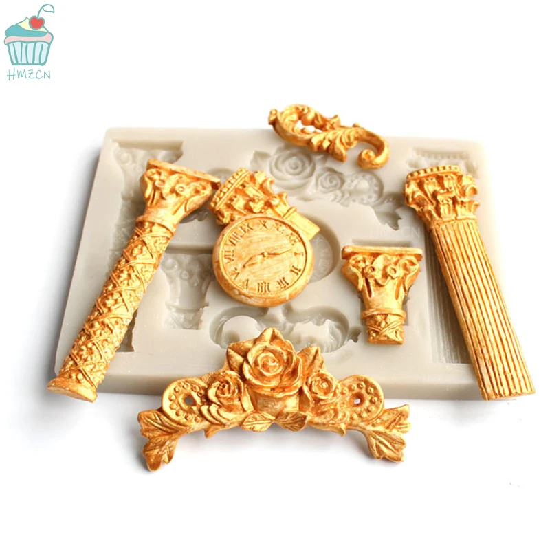 

Roman Pillar Fondant Cake Decorating Tools Frame Cupcake Chocolate Wedding Cake Border Silicone Molds Kitchen Baking Moulds Soft