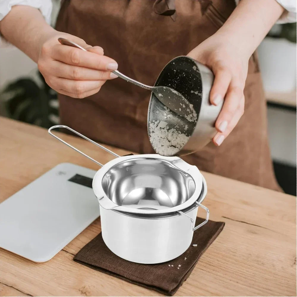 Wax Melting Pot 5Pcs 400ml/800ml Candle Making Set 600ml Scale Measuring Cup Long Handle Split Charging Mixing Spoon Thermometer