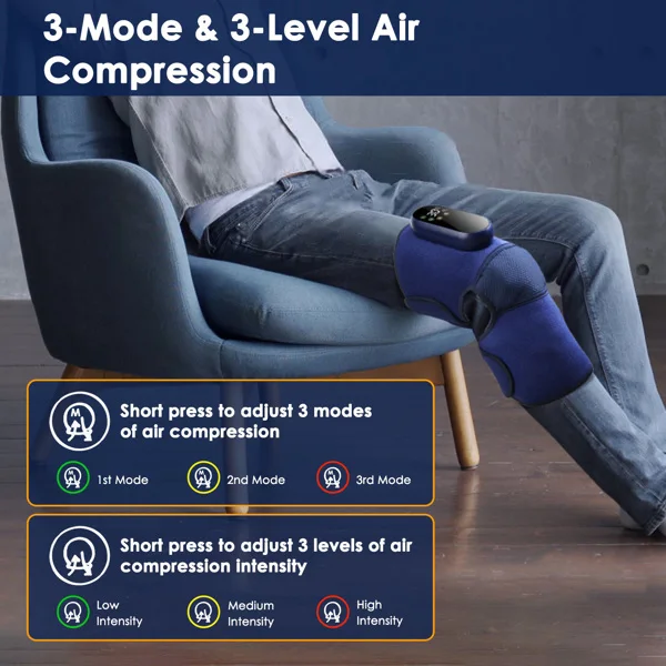 无线膝部按摩器 加热护膝包 电热护膝，带 5 级加热、3 级振动、3 种模式和 3 级空气压缩功能-15