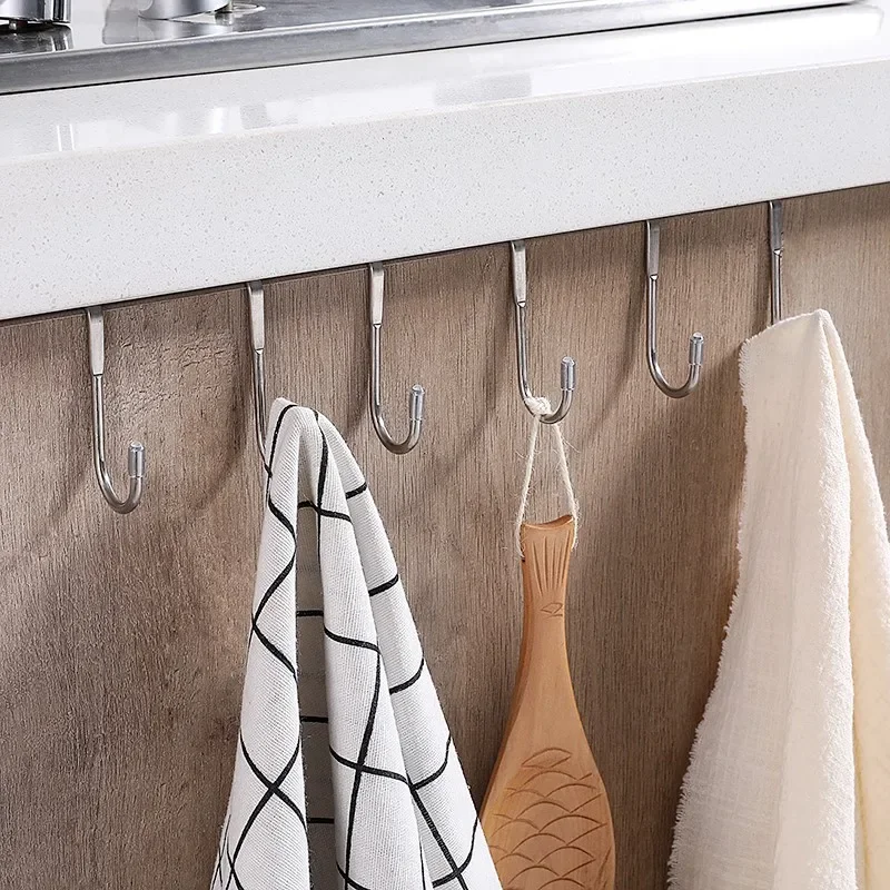 Stainless Steel Free Punching Cabinet Door Without Trace Hook S-type Door Hanger Hanger Back Coat Hook Small
