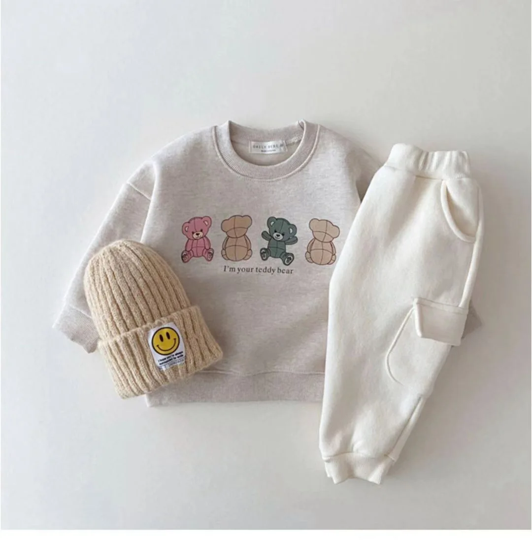 New Baby Hoodies Cute Bear Print Infant Boys Cartoon Tops Autumn Kids Long Sleeve Sweatshirt Cotton Girls Clothes Girl sweatshirt Kids sweatshirt