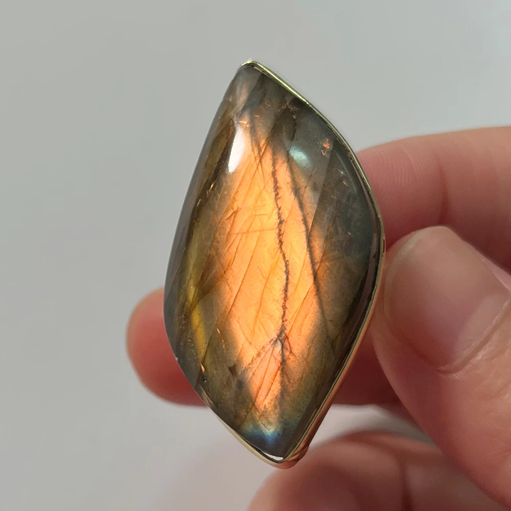 Adjustable Rings Finger Ring Natural Stone Labradorite Adjustable Ring