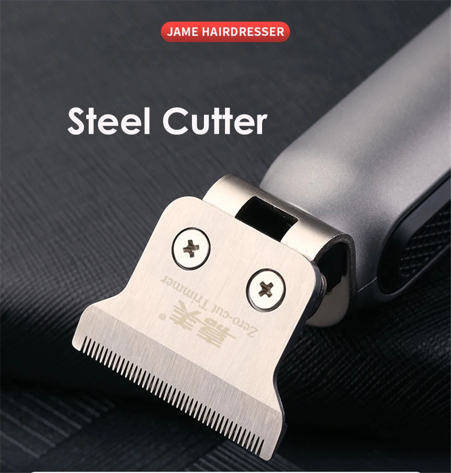 JAME 전문 헤어 클리퍼 T 블레이드 수염 트리머 이발 기계, 전기 무선 헤어 트리머, USB 면도기, 0mm