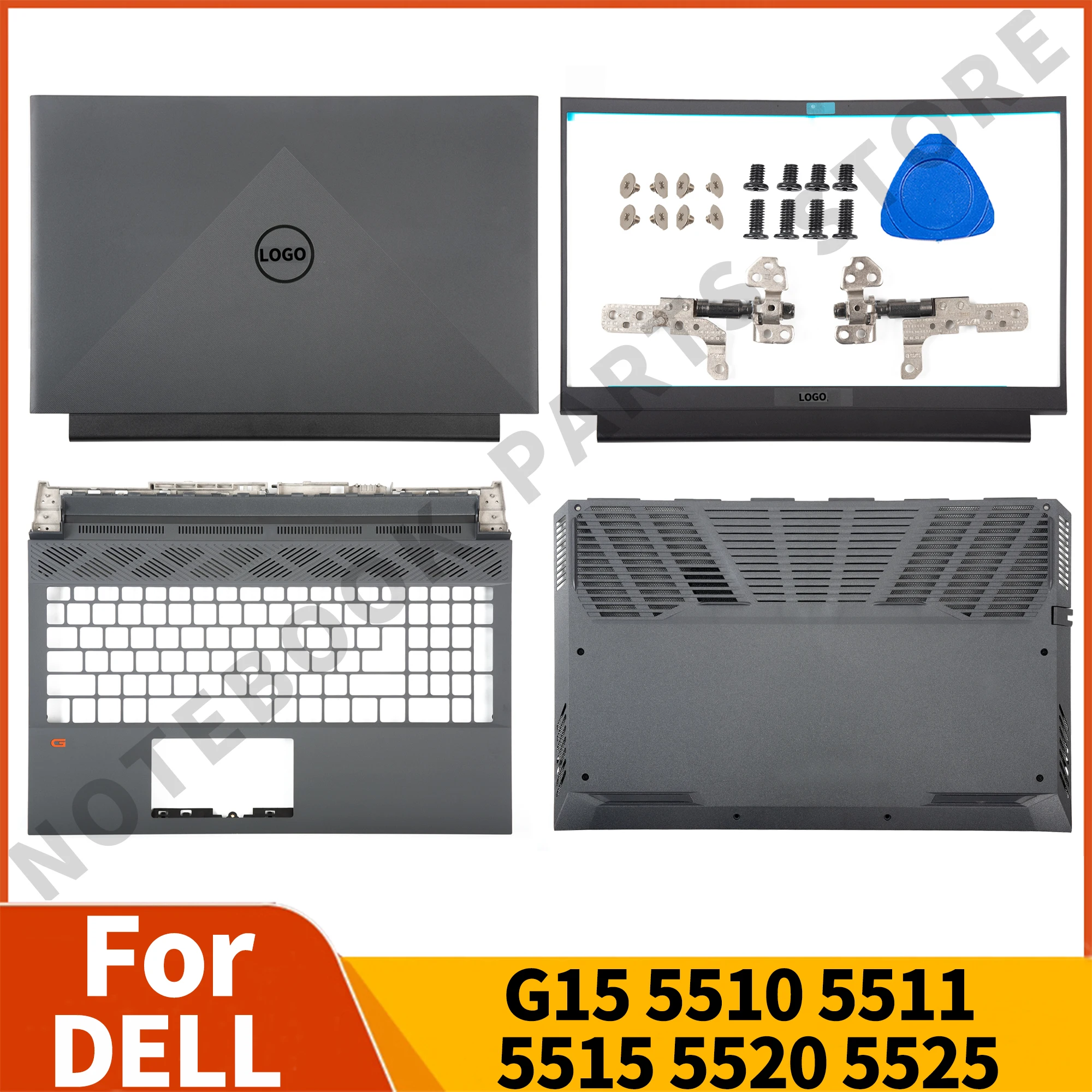 Notebook-Teile für Dell G15 5510 5511 5515 5520 5525 Front blende Handballen auflage Boden gehäuse Scharniere Rückseite für Dell Laptop ersetzen