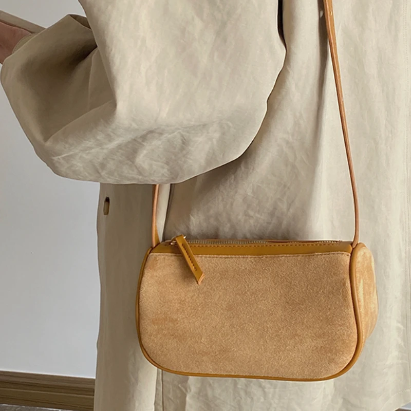 

Retro Simple Women Shoulder Bags Fashion Faux Suede Ladies Crossbody Bags Portable Purse Female Handbags Underarm Bag