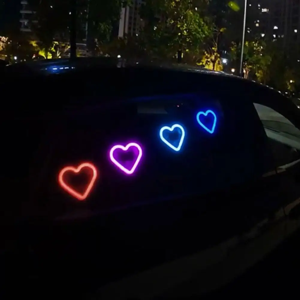 자동차 삼각형 창문 LED 태양광 하트 모양 네온 라이트 후면 창문 조명 인테리어 장식 분위기 조명 - AliExpress 34