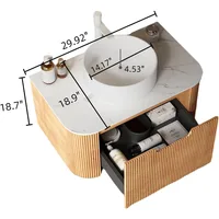 24-Inch Modern Bathroom Vanity with Sink, Floating Cabinet with Ultra-Thin Ceramic Basin and Marble Top, Extra Large Storage 2