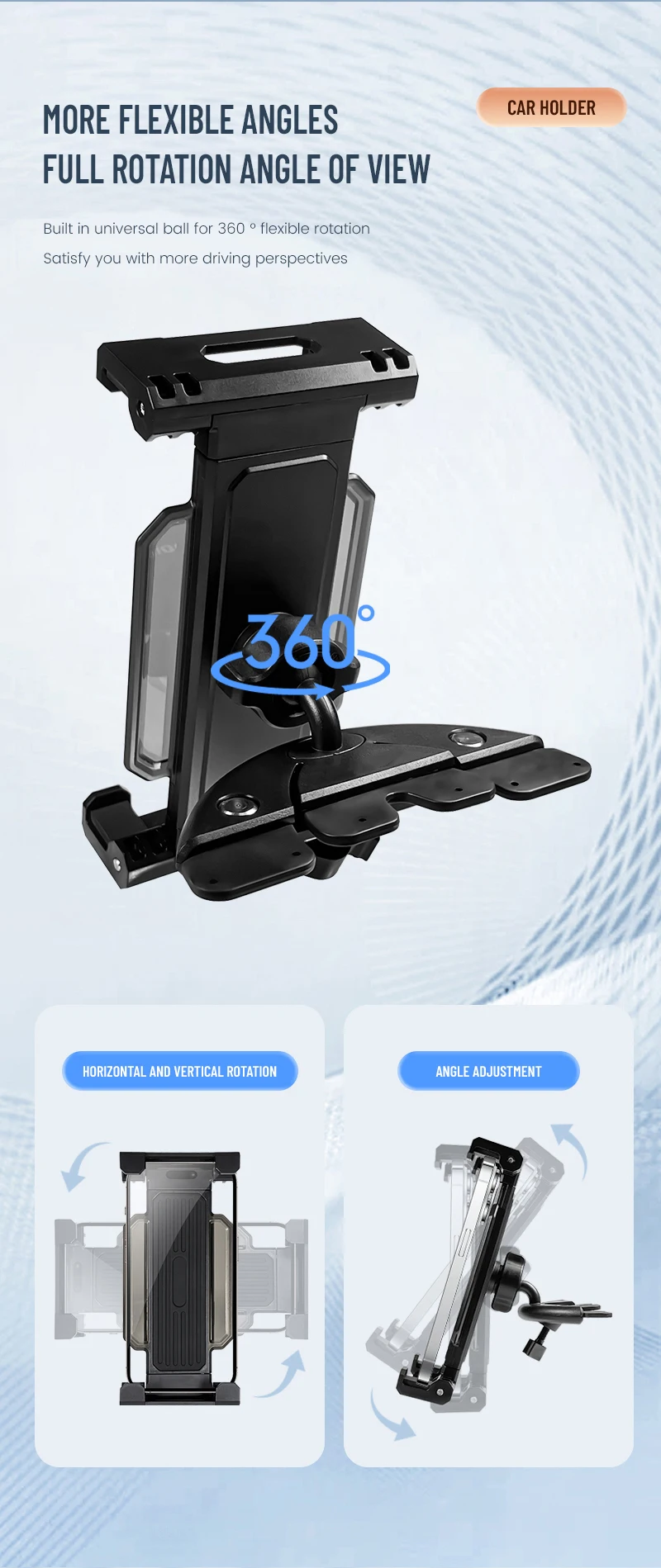 Universal Car Tablet Stand Phone Holder Auto CD Slot Mount Bracket for iPad Pro For iPhone iPad Phone & Tablet Support 4-14 Inch