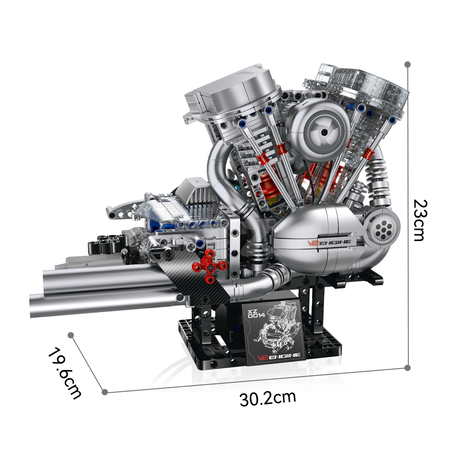 XZ0014 867 шт. Classic V2 Flat-Head Engine Model Bricks Toys Kit Small Particle Assembled Building Blocks with Lights and Spray
