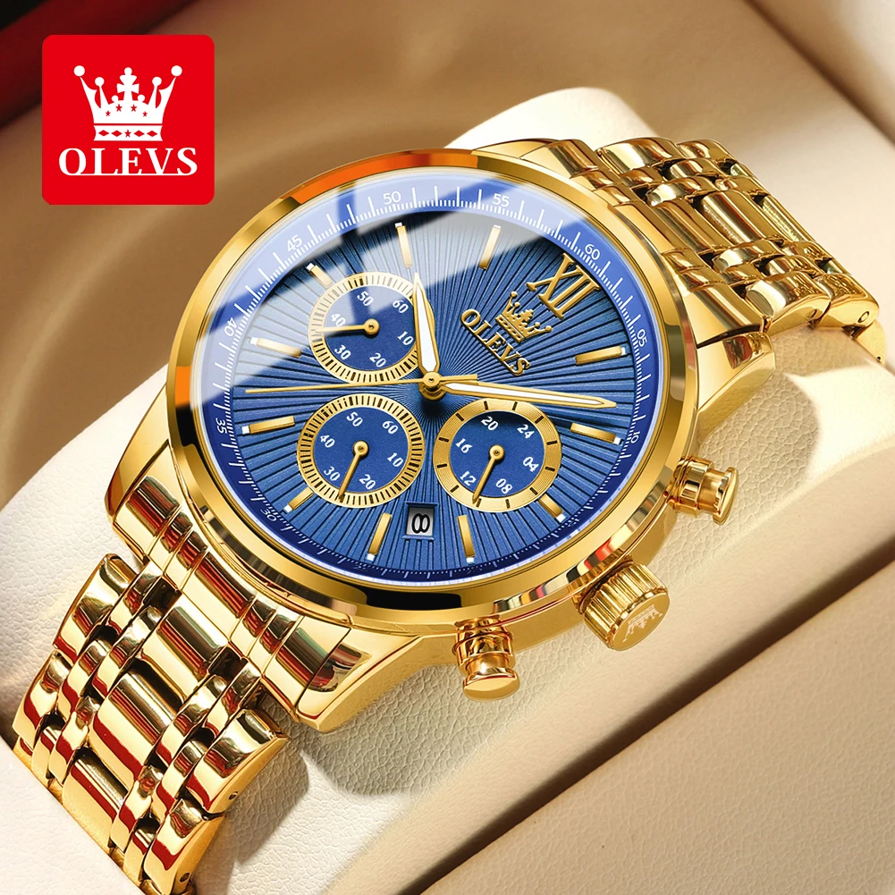 OLEVS Men's Watches Classics Three Small Dials Original Quartz Watch