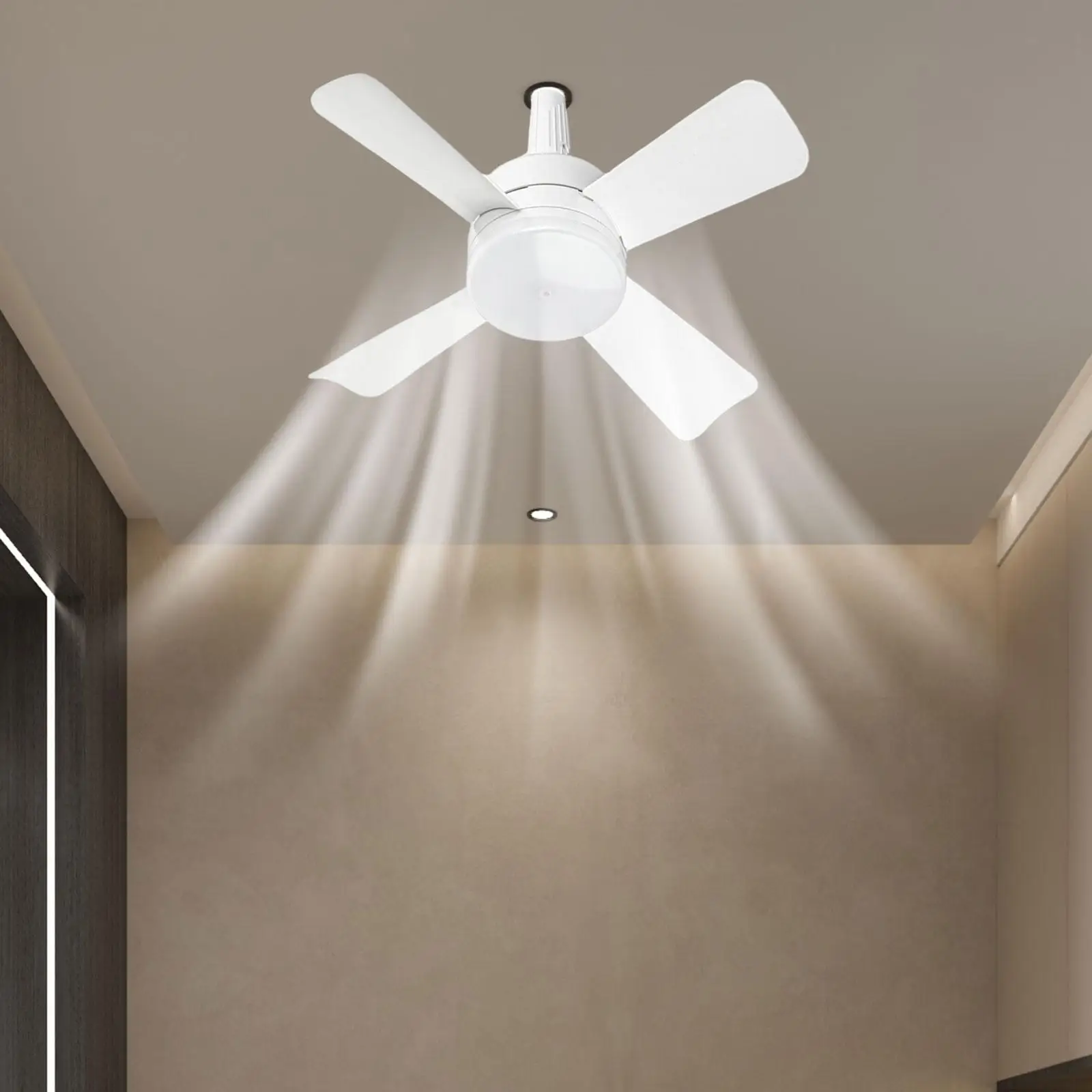 

40cm Socket Fan Light with Remote Control Energy Saving E27 Threaded Base Bulb Screw in for Indoor Outdoor White Compact Size