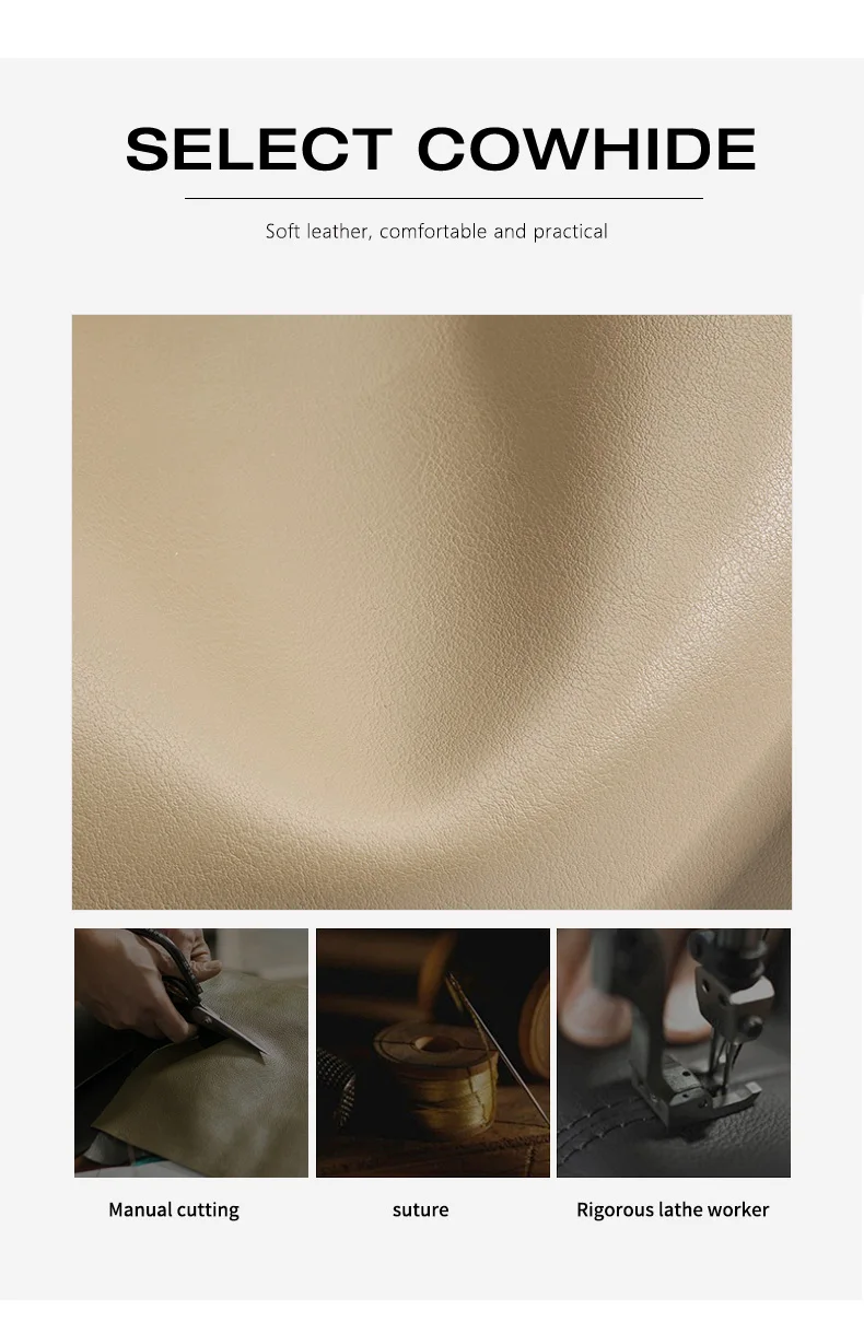 Minimalistische, glatte Tragetasche aus Rindsleder für Damen, cremefarbene, große Umhängetasche, tragbare Handtasche aus weichem Leder für die Arbeit, Freizeitausflüge – Detail 6