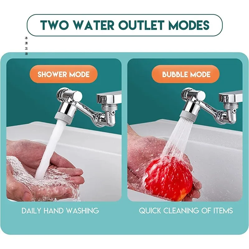 Faucet Extender 1080° Swivel Water Tap Nozzle Faucet Sprayer Universal Bathroom Mixer Aerator 2 Spray Modes Kitchen Sink Faucet 4