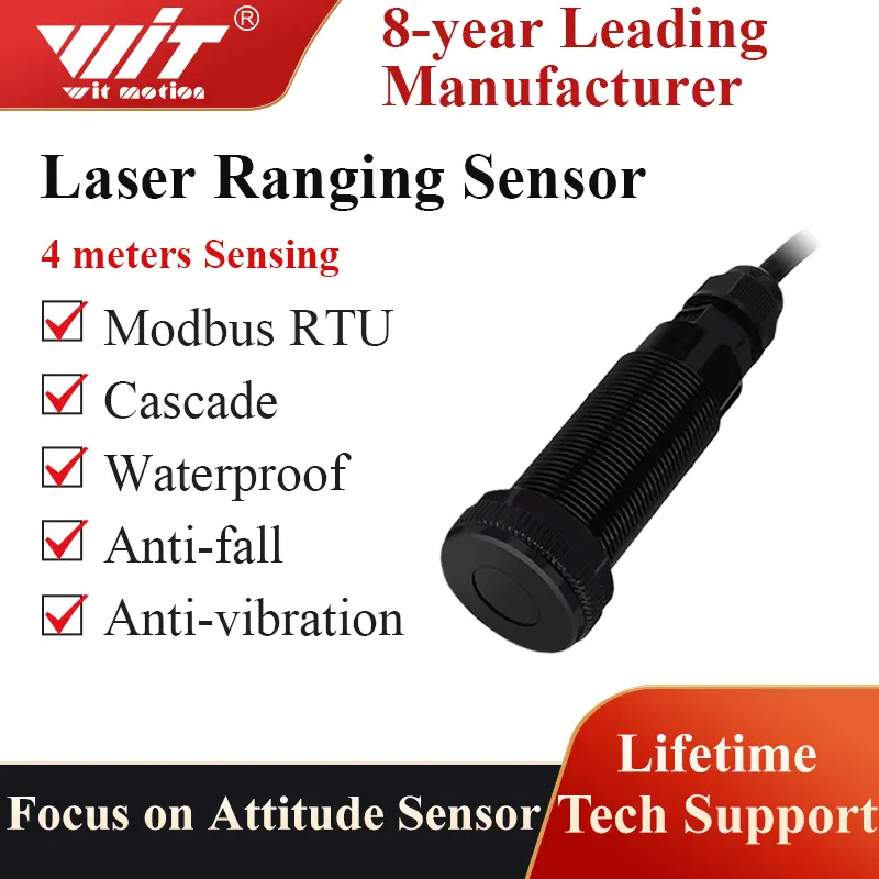 WT53R Time-of-Flight (ToF) Laser Ranging Sensor Module, VL53L1X Distance 400cm, RS485 Modbus/TTL, TOF050F TOF200F image 1