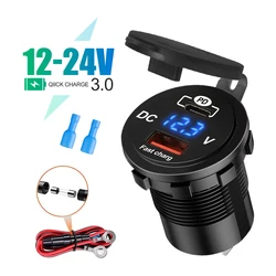 High-Speed Car Charger Socket with Built-In Voltage Meter - 60W Quick Charge Power Outlet (PD QC with wire)