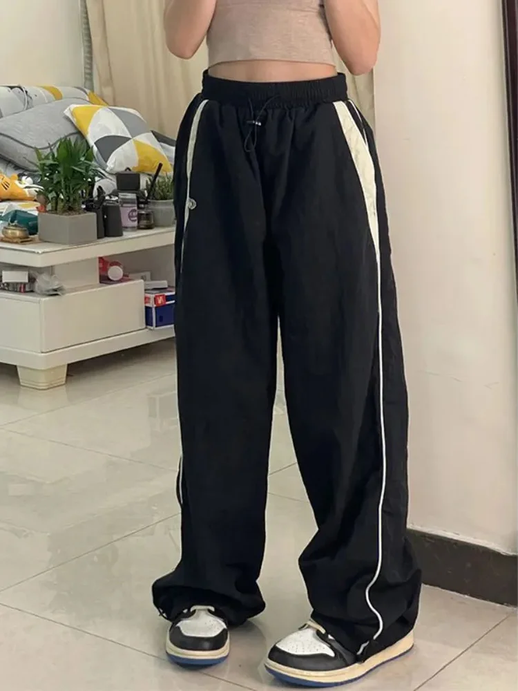 Y2K Wide Leg Joggers Trousers Women Black Vintage Korean Harajuku Baggy