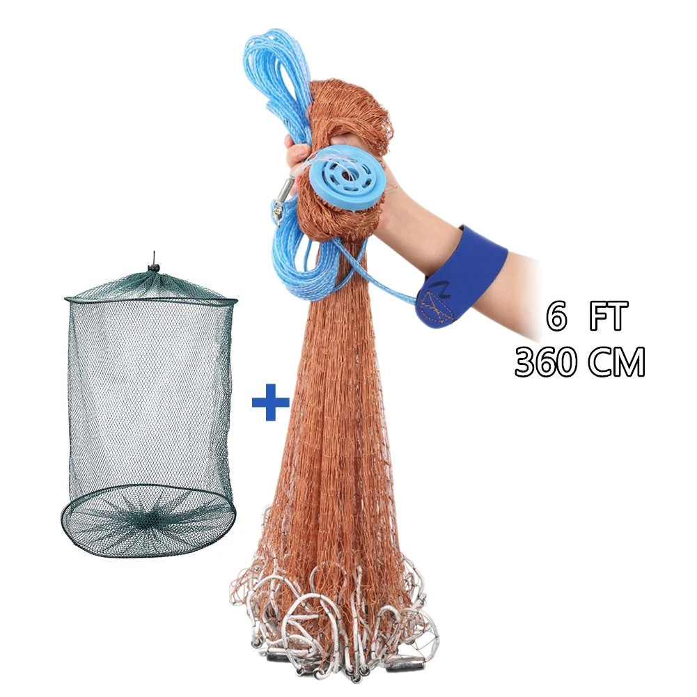 Hand Cast Fishing Net - 2.4m 3.6m 4.8m Fishing Net Style Cast