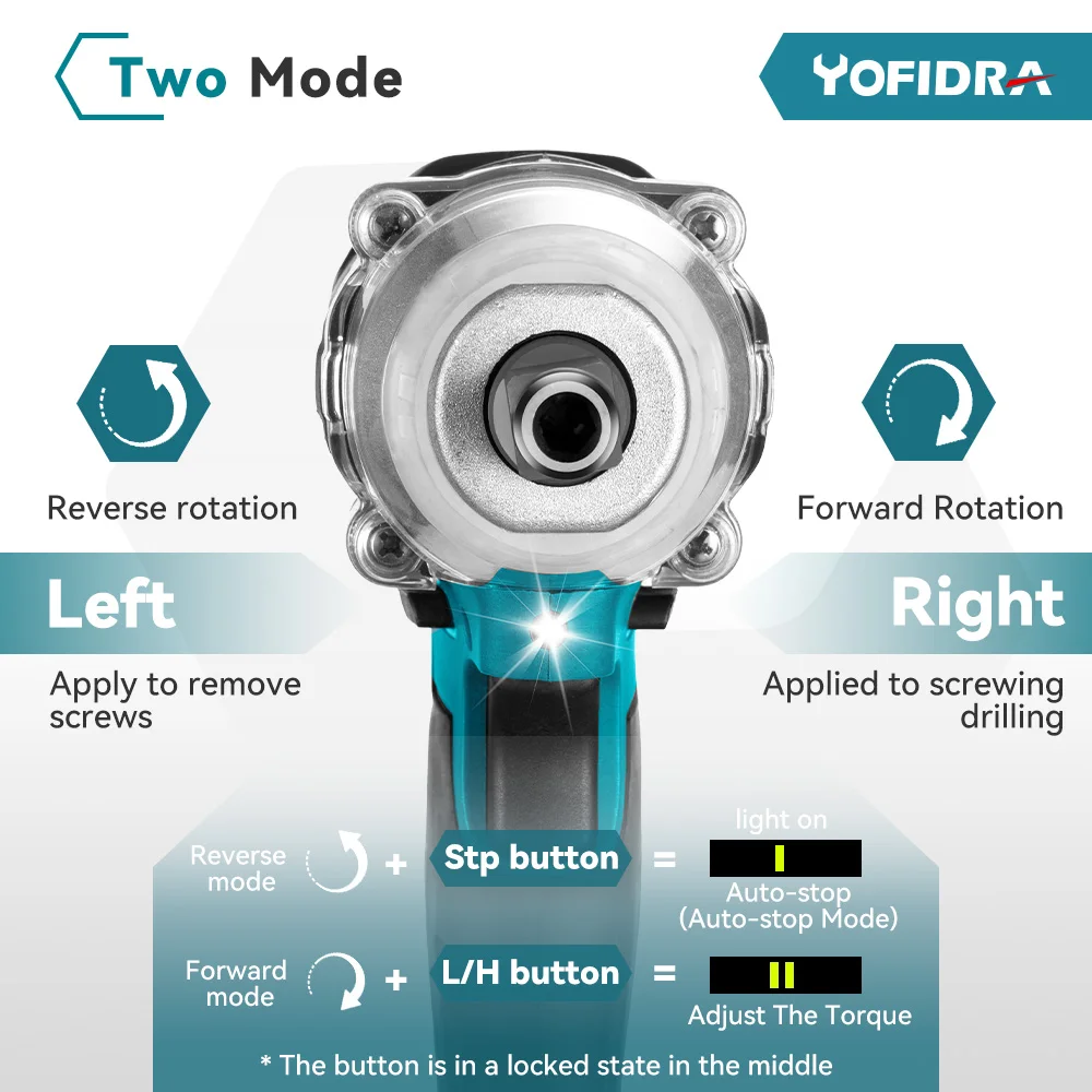 18V Brushless Electric Wrench 1/2 inch Rechargeable Cordless Impact Wrench Power Tools for Makita 18V Battery Without Battery 5